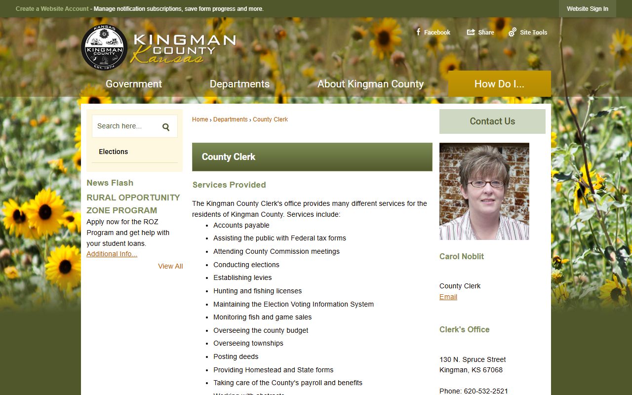 Kingman County Clerk of Court records and County Clerk office distinction