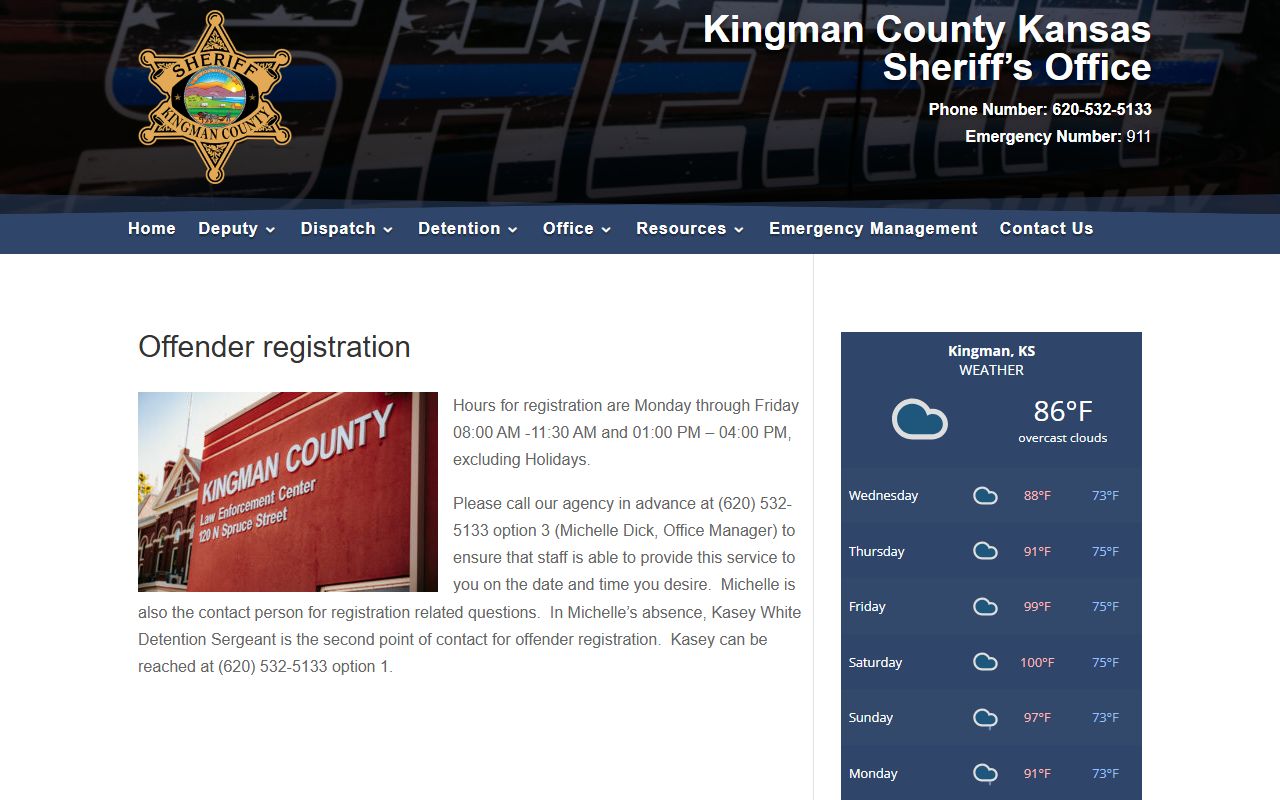 Kingman County arrest records offender registration source