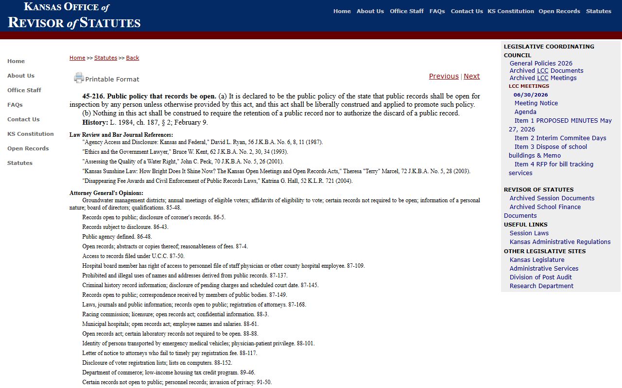Kingman County court dockets Kansas open records public policy