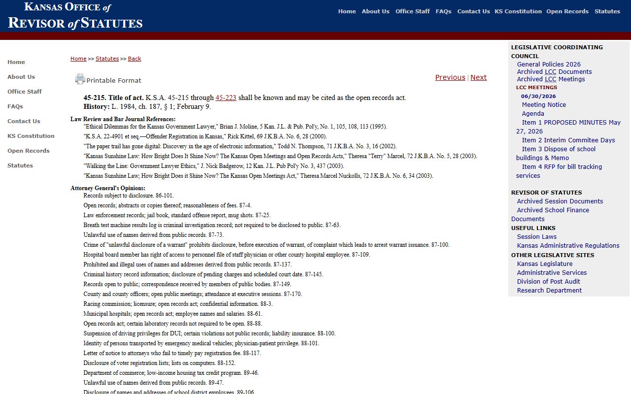 Kingman County court records Kansas Open Records Act source