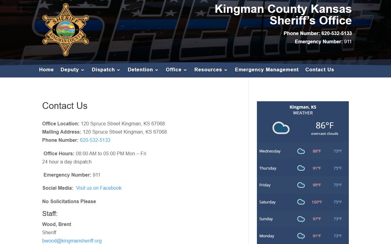 Kingman County criminal court records sheriff contact source