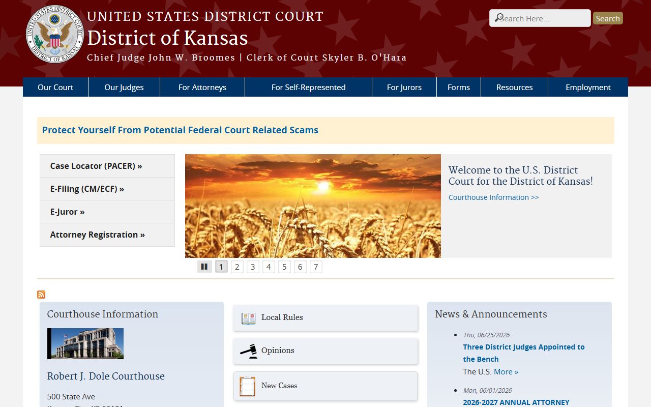 Kingman County District Court records and District of Kansas federal court context