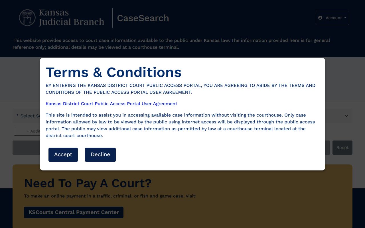 Kingman County Court records Kansas CaseSearch interface