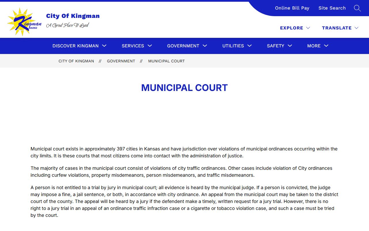 Kingman County Court records City of Kingman Municipal Court