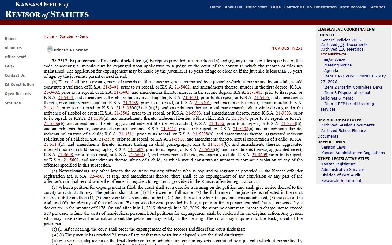 Kingman County probate records and Kansas juvenile record access limits